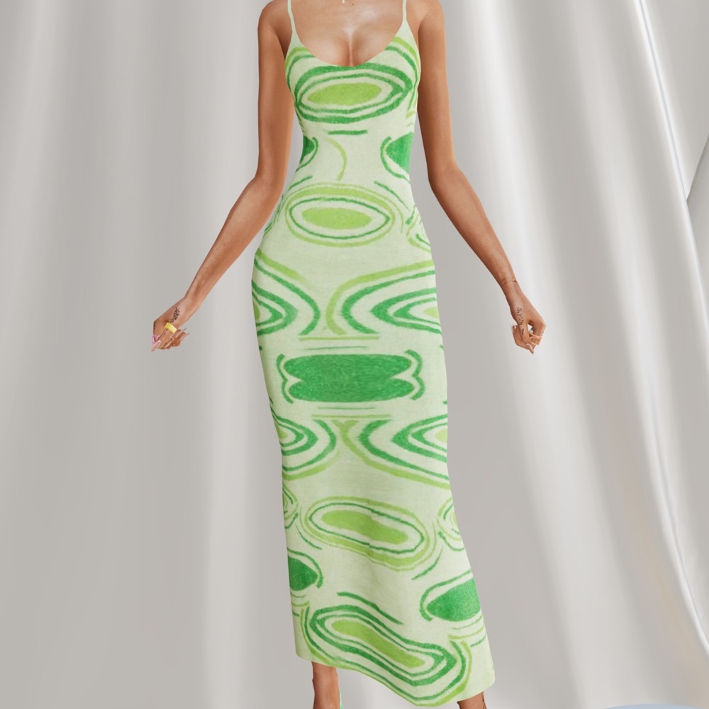 Green patterned Hockney Dress